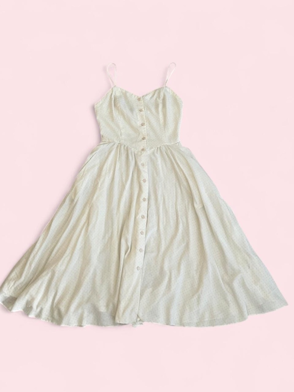 Vintage 70s Cottagecore Moulin Rouge Dress White Swiss Dot Cotton Full Skirt